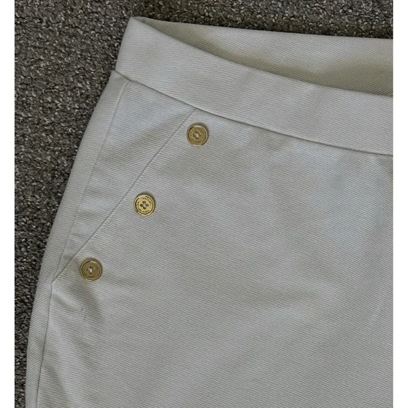 Michael Kors White Pull-On Stretch Pants/Leggings -Women's XL- Gold Buttons - Picture 2 of 10